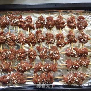 #第四届烘焙大赛暨是爱吃节#孜然牙签肉的做法步骤:9