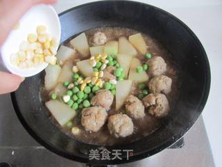 杂蔬冬瓜烧土豆丸的做法步骤：12