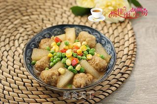 杂蔬冬瓜烧土豆丸的做法步骤:14