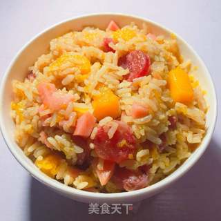 南瓜腊肠焖饭的做法步骤：6