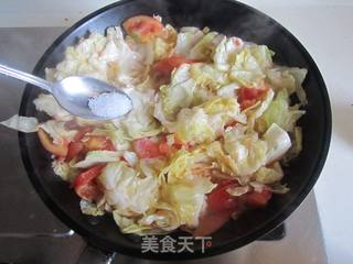 青豆番茄炒包菜的做法步骤:5