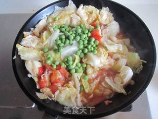 青豆番茄炒包菜的做法步骤:6