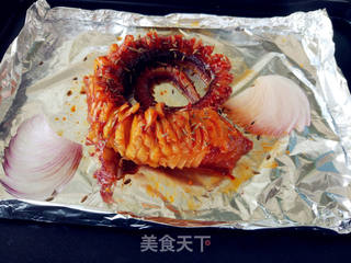 #ACA第四届烘焙大赛#造色情怀 辣烤章鱼足的做法步骤:7