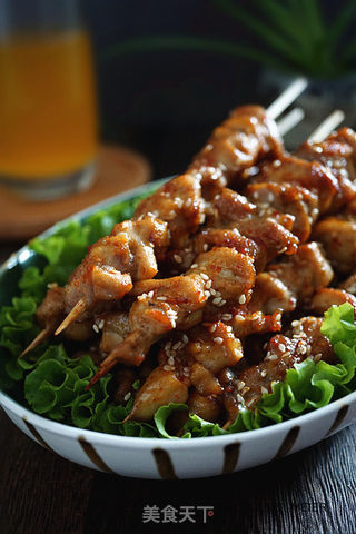 #ACA第四届烘焙大赛#造色情怀 蜜汁鸡肉串的做法步骤:9