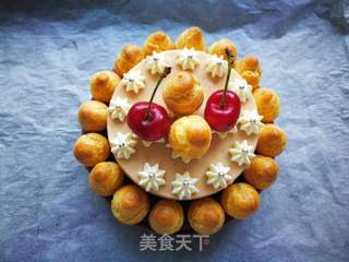 #ACA第四届烘焙大赛#造色情怀 樱桃慕斯泡芙塔的做法步骤:22