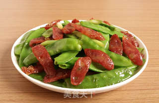 兰豆炒腊肠的做法步骤：7
