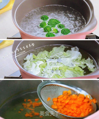 杂蔬鳕鱼猫饭团—宝宝从此爱上吃蔬菜的做法步骤:3