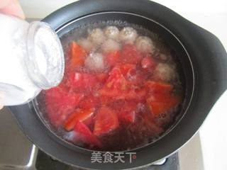番茄木耳菜肉丸汤的做法步骤:8
