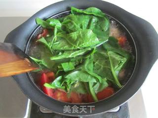 番茄木耳菜肉丸汤的做法步骤:9