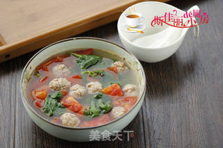 番茄木耳菜肉丸汤的做法步骤:10