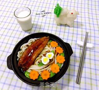 鳗鱼时蔬乌冬面的做法步骤:8