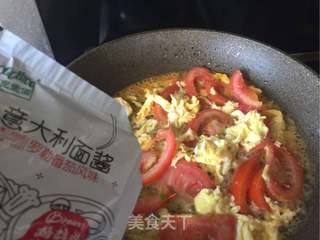 番茄鸡蛋意面的做法步骤:9