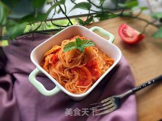 番茄鸡蛋意面的做法步骤:13