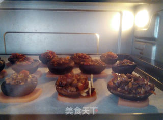 火腿肠烤香菇酿的做法步骤：9