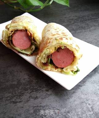 鸡蛋灌饼卷香肠的做法步骤:14