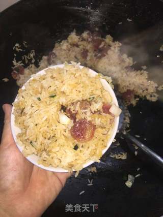 腊肠娃娃菜蛋炒饭的做法步骤:8