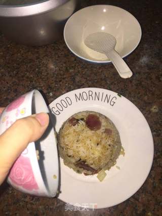 腊肠娃娃菜蛋炒饭的做法步骤:10