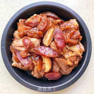 香茹腊肠蒸鸡的做法步骤：4