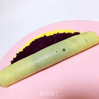 宝宝辅食【紫薯蛋皮卷】的做法步骤:7