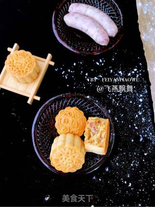 赏味中秋、乐享团圆~【金沙肉松香肠月饼】的做法步骤:29