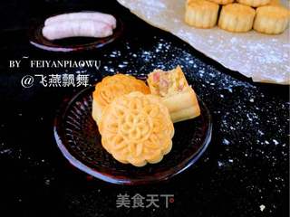 赏味中秋、乐享团圆～【金沙肉松香肠月饼】的做法步骤：30