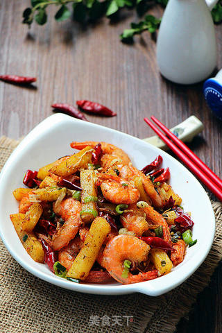 香辣椒盐土豆虾的做法步骤:17