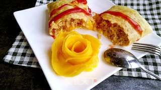 芒果鲜肉蛋包饭的做法步骤:15