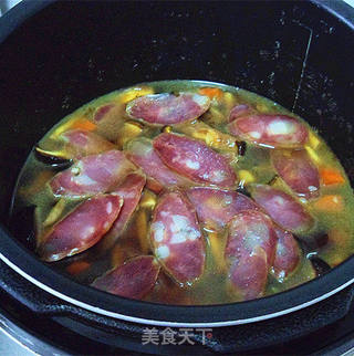 双菇腊肠焖饭的做法步骤:7