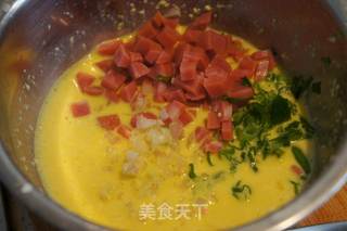 快手早餐洋葱火腿鸡蛋玉米饼的做法步骤:4