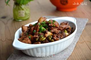 童子鸡烧毛豆的做法步骤:10
