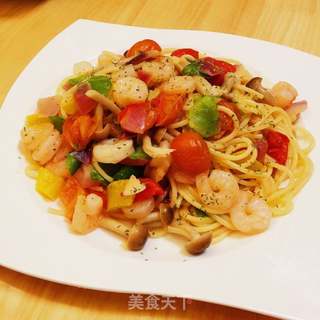 番茄鲜虾意大利面的做法步骤:14