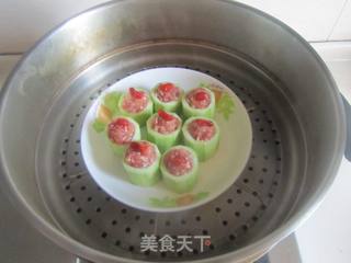 酿蒸丝瓜的做法步骤:6