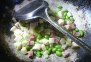 咸五花肉茭白炒毛豆的做法步骤:10