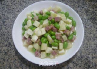 咸五花肉茭白炒毛豆的做法步骤:11