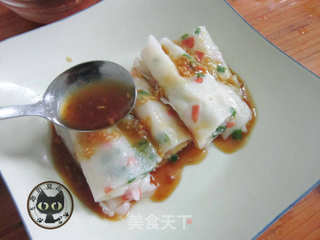 火腿鸡蛋肠粉的做法步骤：8