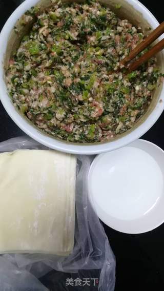 教你包芥菜虾米猪肉馄饨的做法步骤:7