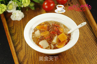 桃胶雪莲米水果羹的做法步骤:9