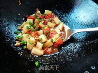 番茄炒凉粉的做法步骤:7