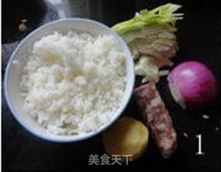 【腊肠炒饭】的做法步骤：1