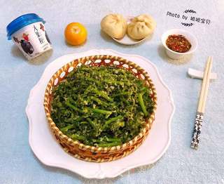 #快手懒人餐#粉蒸茼蒿的做法步骤:14