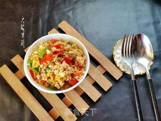 彩椒鸡蛋炒饭的做法步骤：6