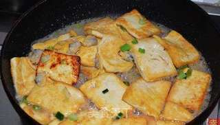 美食二合一蛤蜊煎烧豆腐的做法步骤:9