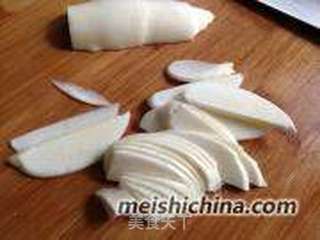 茭白炒肉片的做法步骤:3