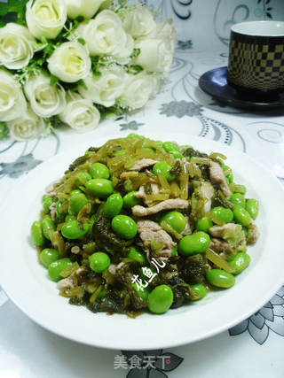 咸菜里脊肉炒毛豆的做法步骤:15