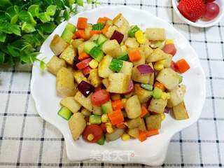 快手懒人餐-五彩馒头丁的做法步骤:12