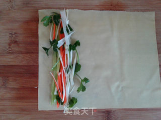 三丝豆皮卷的做法步骤:2