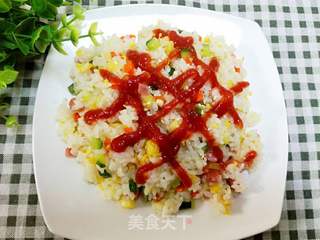 五彩菠萝炒饭-快手懒人餐的做法步骤:13