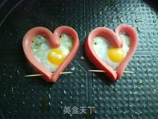电饼铛一一火腿心型荷包蛋的做法步骤:6