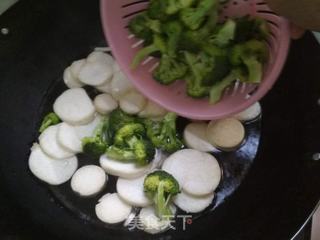 西兰花杏鲍菇炒猪头肉的做法步骤:5