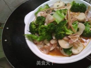 西兰花杏鲍菇炒猪头肉的做法步骤:12